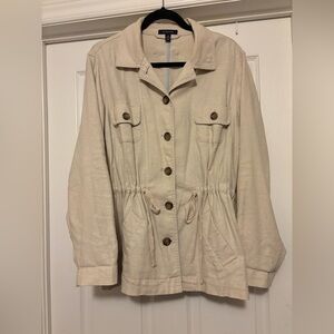 Lands' End Neutral Beige Drawstring Utility Jacket